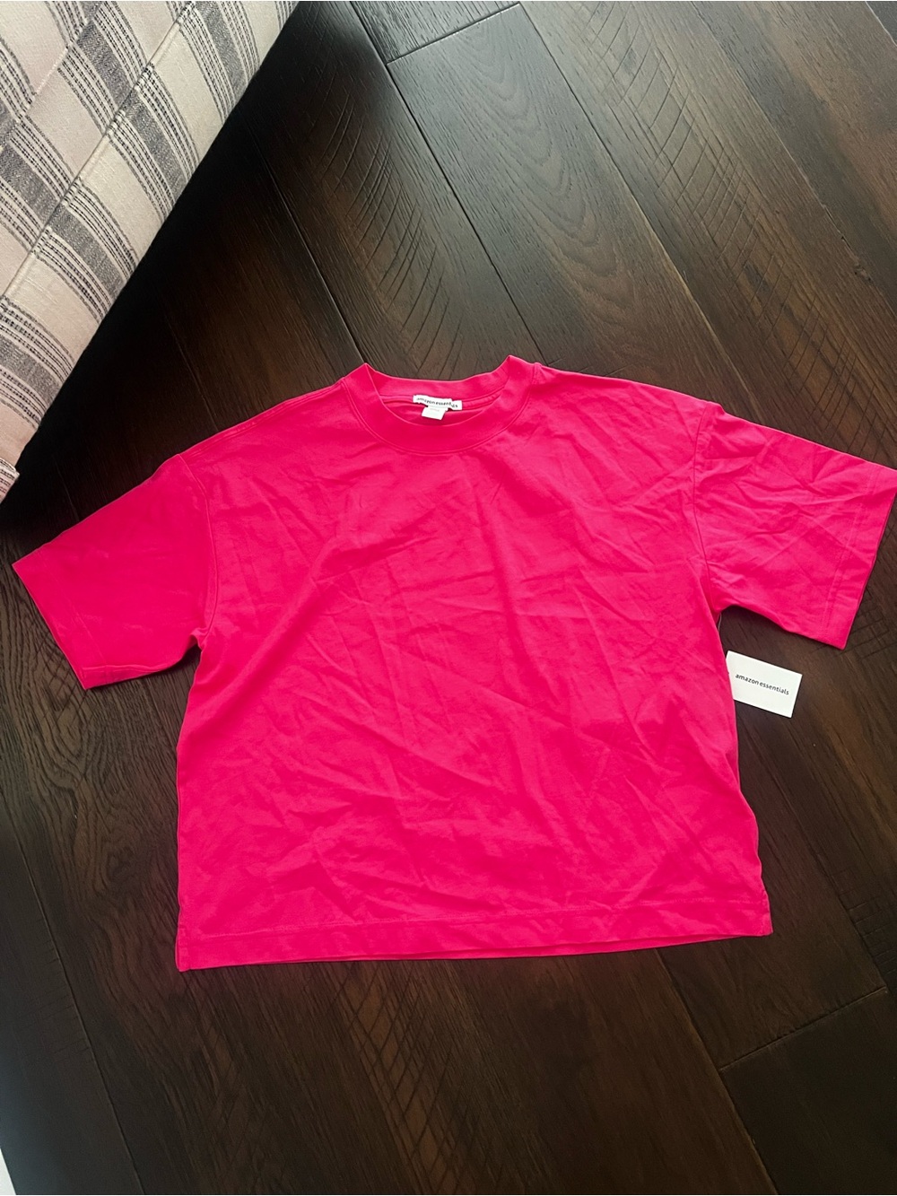 Organic cotton drop shoulder relaxed boxy tee neon pink